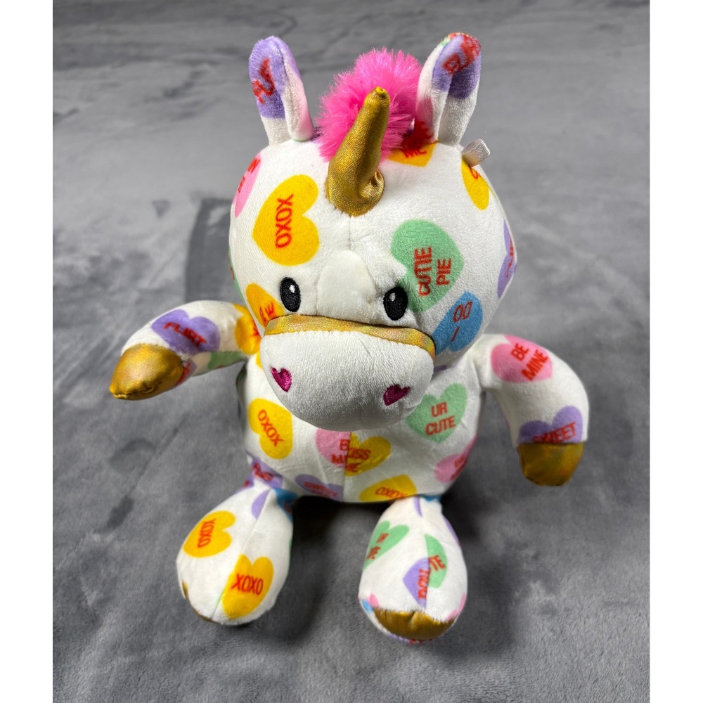 Sweethearts Unisex Conversation Heart Plush Unicorn 11in White Gold Valentine